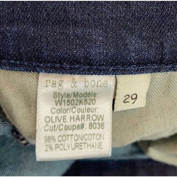 Rag & Bone Modele In Olive Harrow Skinny Raw Hem Jeans Size 29 - Picture 6 of 13